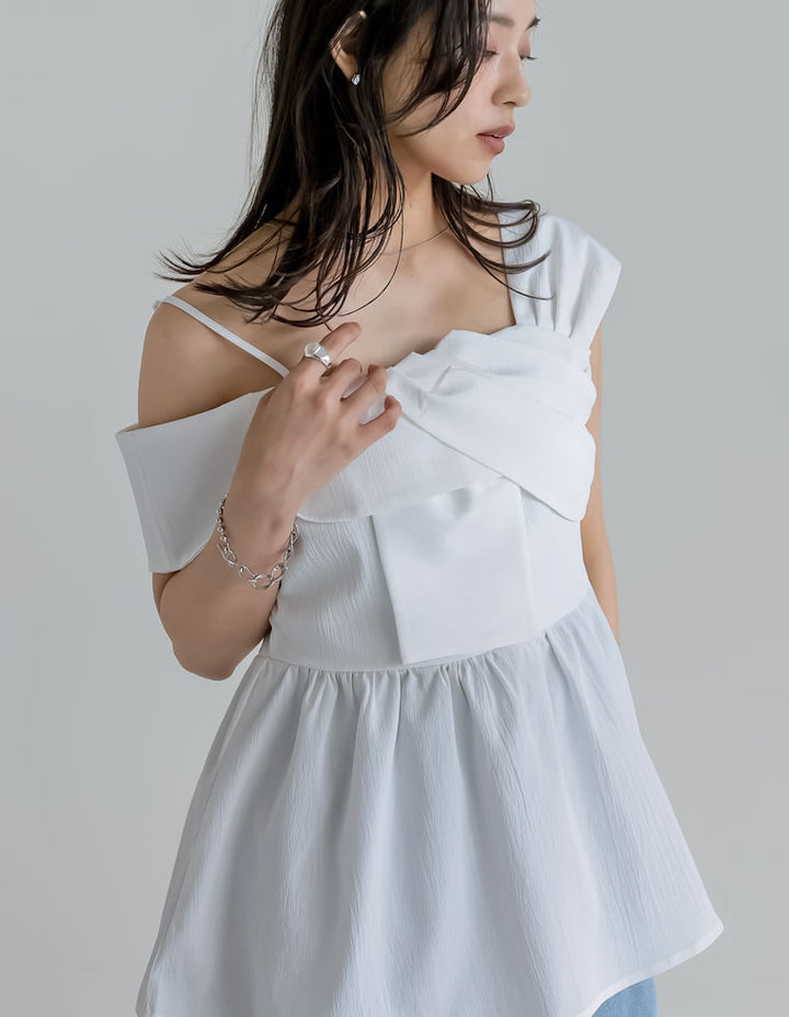【TIME SALE 10%OFF ¥5,298⇒¥4,768】マルチウェイリボンデザインオフショルフレアトップス[mb] トップス 人気レディースファッション通販 リエディ