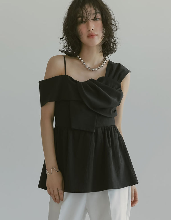 マルチウェイリボンデザインオフショルフレアトップス[mb]