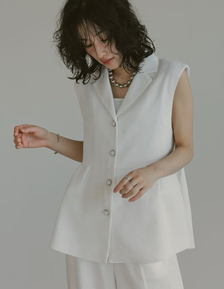 【TIME SALE 20%OFF ¥6,998⇒¥5,598】[オケージョン セレモニー]サマーツイードペプラムベスト ジャケット/アウター 人気レディースファッション通販 リエディ