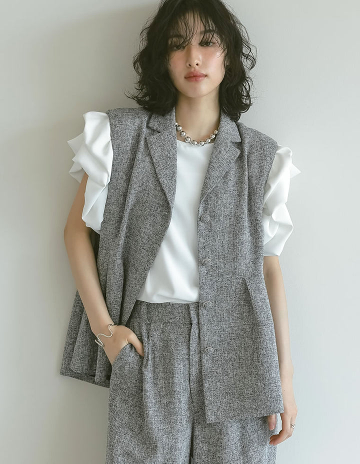 【TIME SALE 20%OFF ¥6,998⇒¥5,598】[オケージョン セレモニー]サマーツイードペプラムベスト ジャケット/アウター 人気レディースファッション通販 リエディ