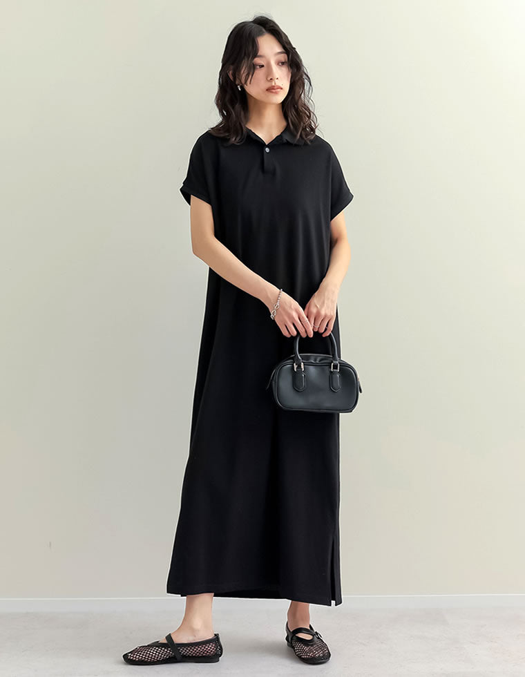 フレンチスリーブポロマキシワンピース - ワンピース通販 | 人気