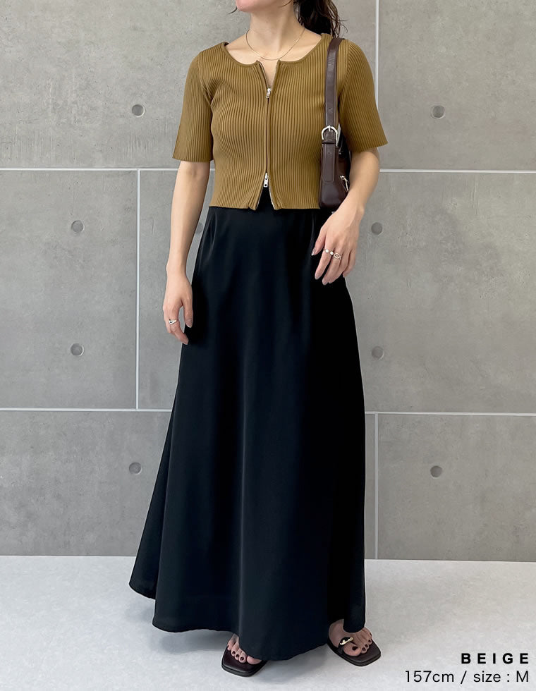 D&G リブ編み 半袖トップス 24/38 レッド D&G リブ編み 半袖トップス 24/38 レッド 襟付きリブニット