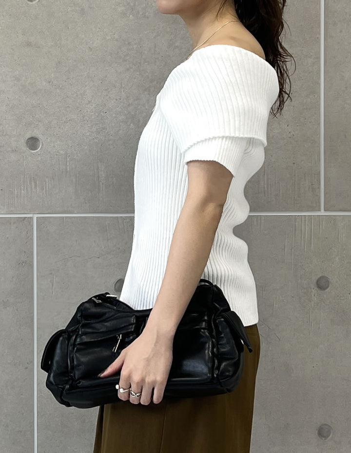 【TIME SALE 30%OFF ¥4,298⇒¥3,008】2WAYオフショルダーダブルジップニット トップス 人気レディースファッション通販 リエディ