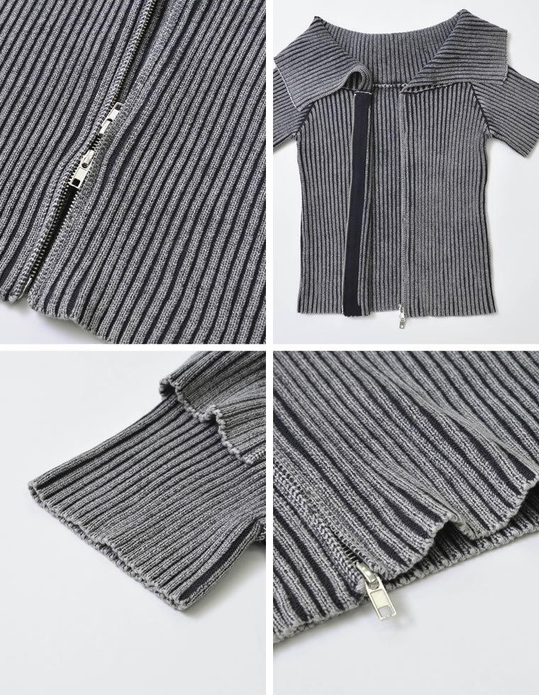2WAYオフショルダーダブルジップニット - トップス通販 | 人気