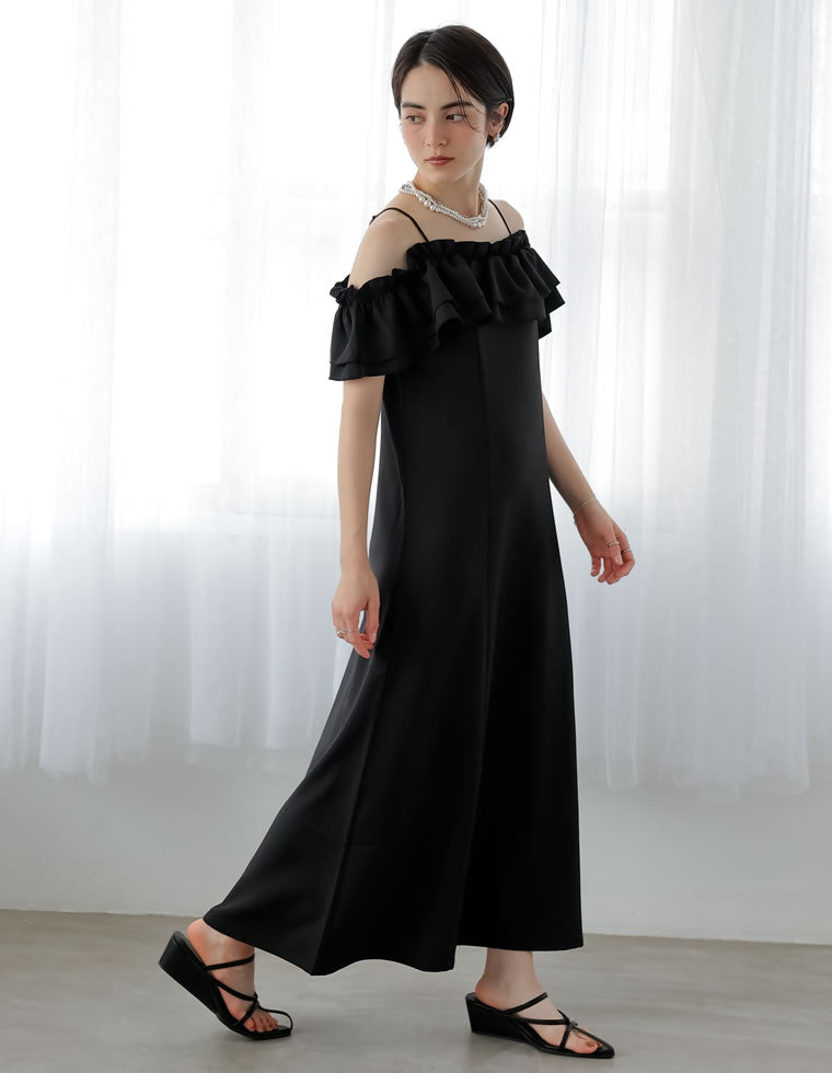 ソフトツイルオフショルフリルワンピース - ワンピース通販 | 人気