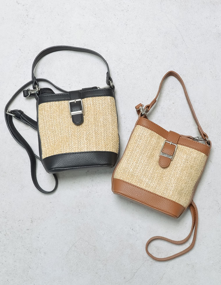 フェイクレザーベルトかごショルダーバッグ - バッグ通販 | 人気