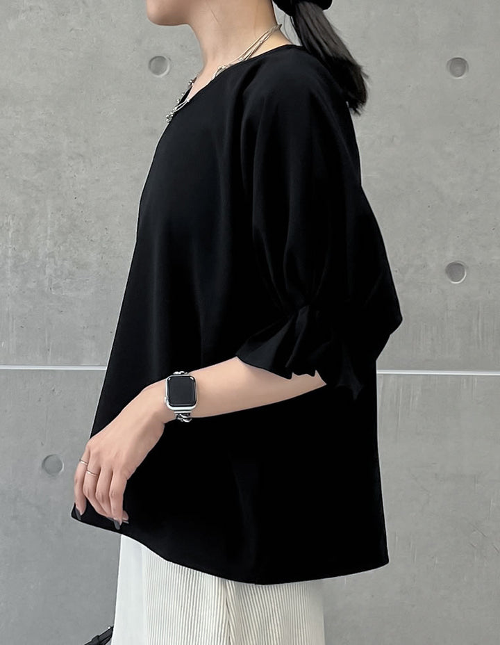 【TIME SALE 30%OFF ¥3,298⇒¥2,308】カットジョーゼットギャザースリーブトップス[mb] トップス 人気レディースファッション通販 リエディ