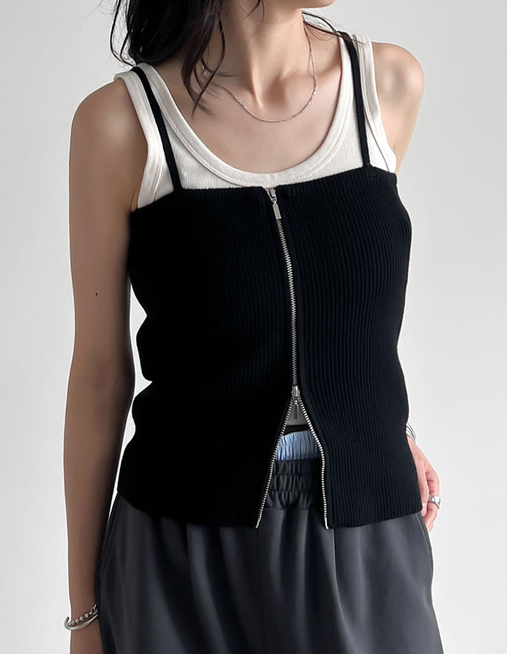 【TIME SALE 40%OFF ¥2,998⇒¥1,798】リブニットダブルジップマルチウェイビスチェ[mb] トップス 人気レディースファッション通販 リエディ