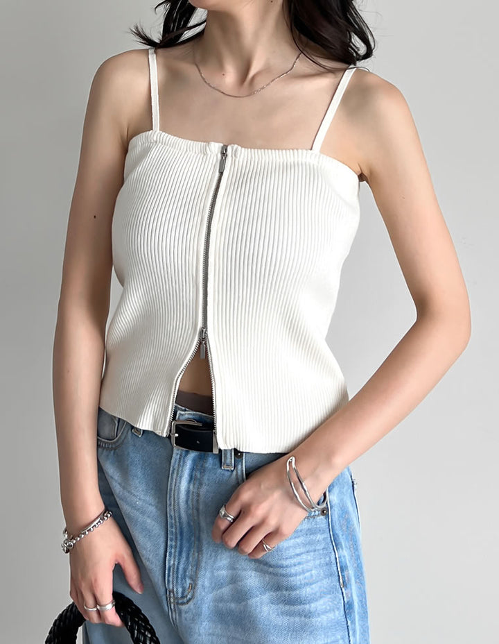 【TIME SALE 40%OFF ¥2,998⇒¥1,798】リブニットダブルジップマルチウェイビスチェ[mb] トップス 人気レディースファッション通販 リエディ