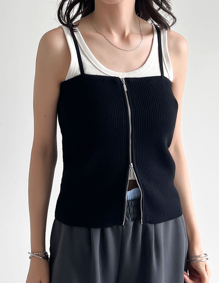【TIME SALE 40%OFF ¥2,998⇒¥1,798】リブニットダブルジップマルチウェイビスチェ[mb] トップス 人気レディースファッション通販 リエディ