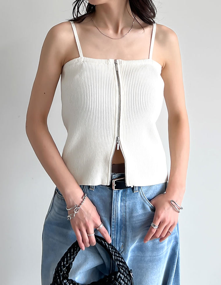 【TIME SALE 40%OFF ¥2,998⇒¥1,798】リブニットダブルジップマルチウェイビスチェ[mb] トップス 人気レディースファッション通販 リエディ