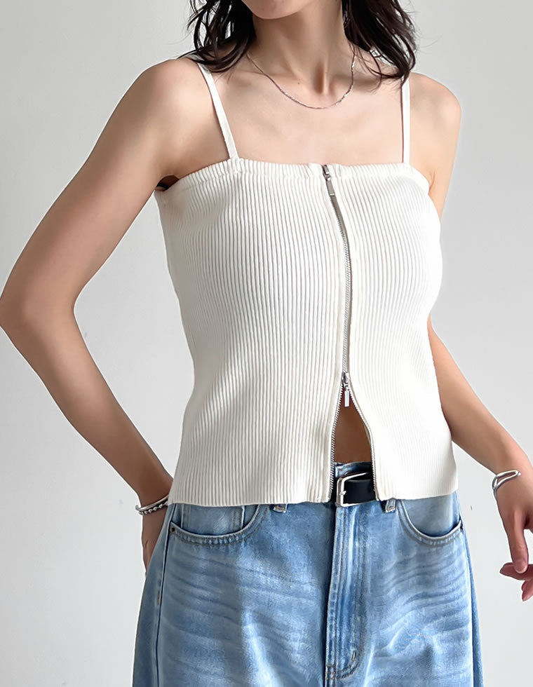 B&Y フロントジップ リブニットビスチェ UNITED ARROWS LTD. OUTLET｜フロントジップ リブニットビスチェ
