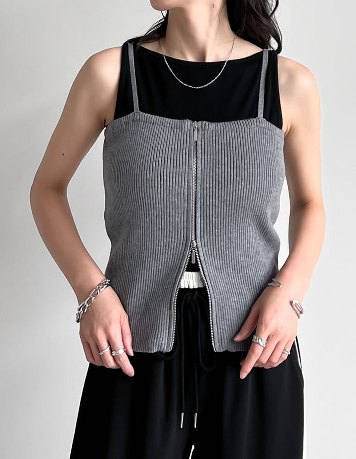 【TIME SALE 40%OFF ¥2,998⇒¥1,798】リブニットダブルジップマルチウェイビスチェ[mb] トップス 人気レディースファッション通販 リエディ