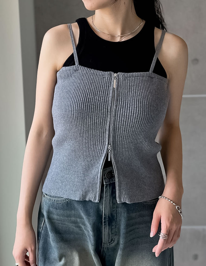 【TIME SALE 40%OFF ¥2,998⇒¥1,798】リブニットダブルジップマルチウェイビスチェ[mb] トップス 人気レディースファッション通販 リエディ