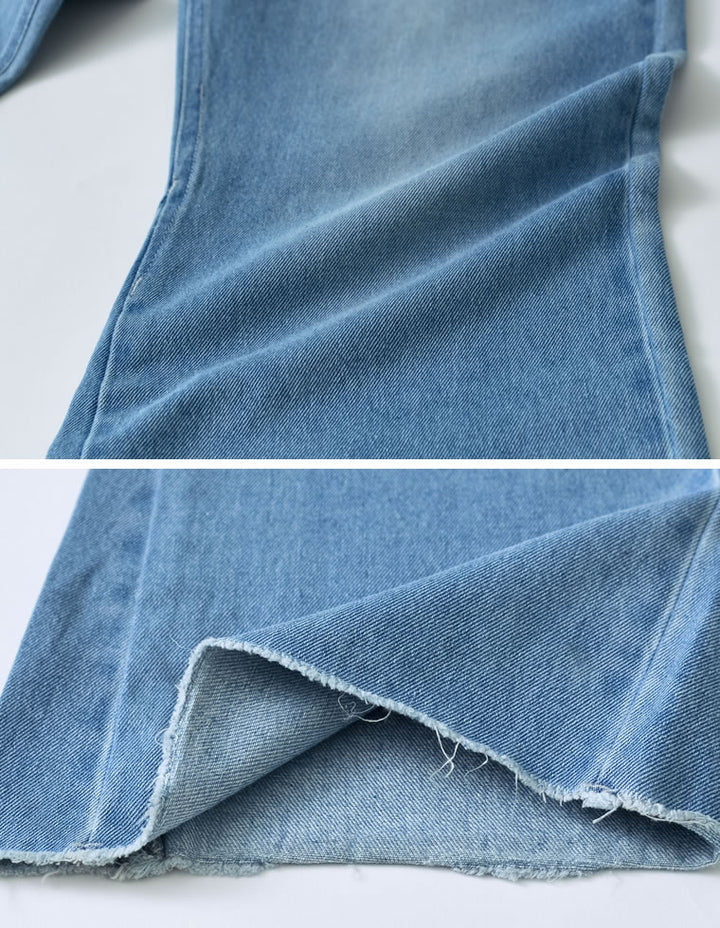 【PRE ORDER記念 20%OFFクーポン対象 ¥5,498⇒¥4,399】[2024 SUMMER PRE ORDER][MEISM by Re:EDIT][低身長/高身長サイズ有]コットンセミフレアデニムパンツ パンツ レディースファッション通販 リエディ