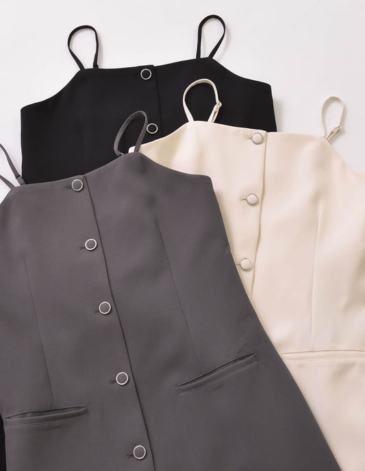 【TIME SALE 50%OFF ¥4,998⇒¥2,499】フロントボタンキャミソールチュニック トップス 人気レディースファッション通販 リエディ