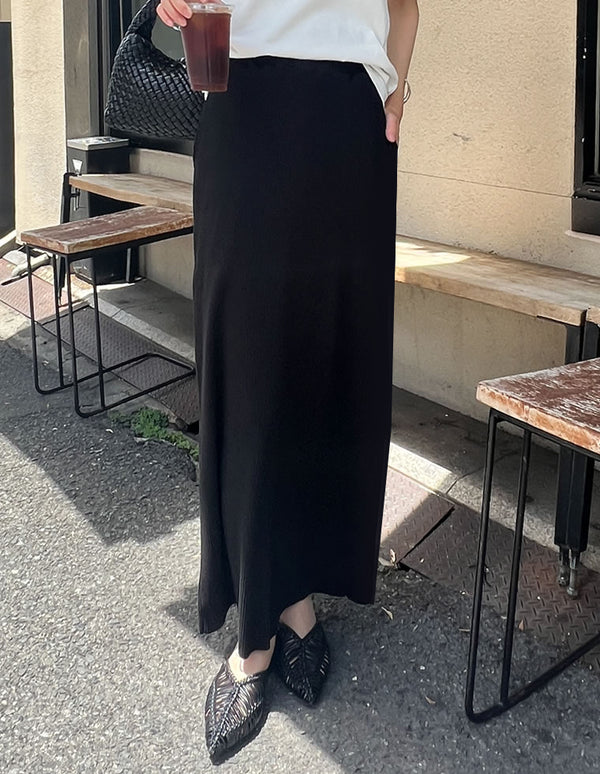 《今だけ！2BUY15%OFFクーポンで ¥4,498⇒¥3,823》【SUMMER TIMESALE 10%OFF】[セルフカット][大きいサイズ有]リブカットソータイトスカート