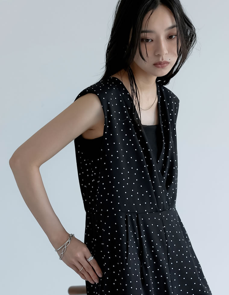 カシュクール肩パットVネックオールインワン - オールインワン通販