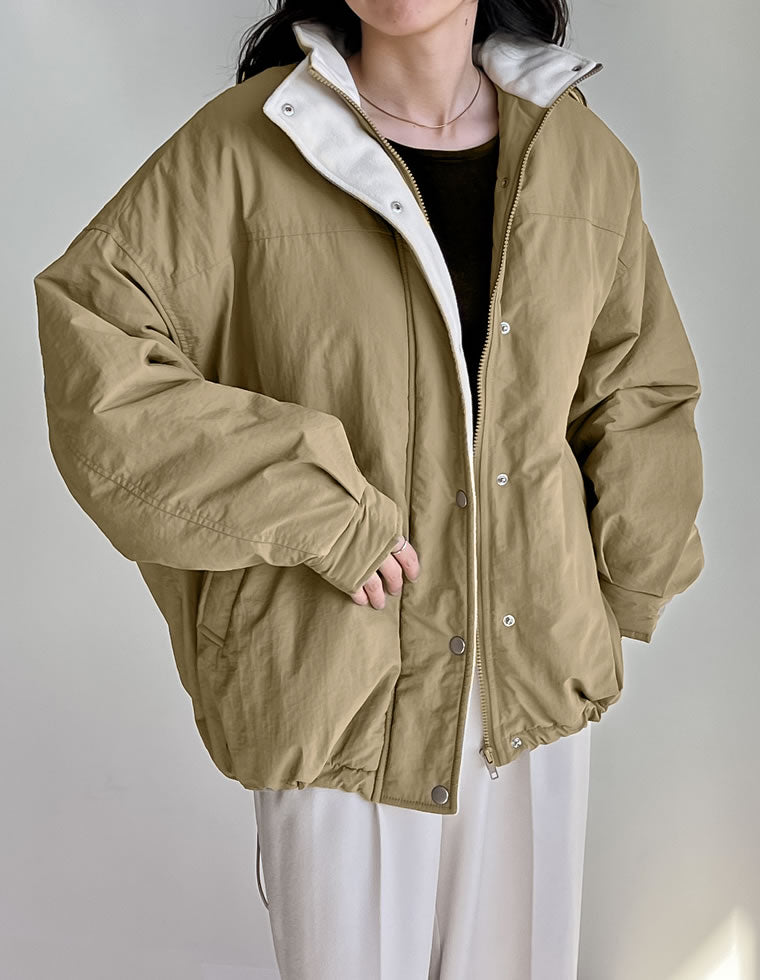 配色スタンドネック中綿ブルゾン - ジャケット/アウター通販 | 人気