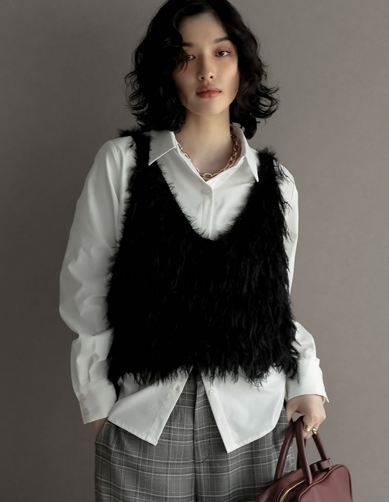 シャギーフリンジニットキャミソール - トップス通販 | 人気レディース