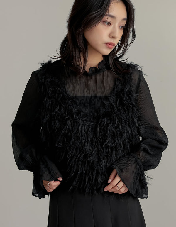 【限定TIME SALE 5%OFF ¥3,498⇒¥3,323】シャギーフリンジニットキャミソール トップス 人気レディースファッション通販 リエディ