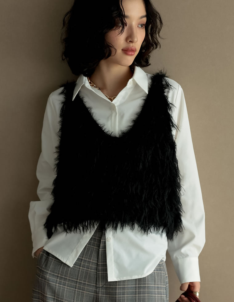 ベスト シャギーニットキャミソール レディース