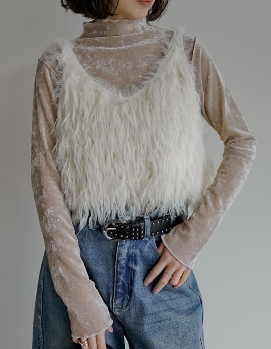 [新色追加][累計販売枚数9千枚突破！]シャギーフリンジニットキャミソール トップス 人気レディースファッション通販 リエディ