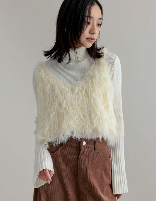 【1/5～48時間限定！初売りTIME SALE 25%OFF】[累計販売枚数10,000枚突破！]シャギーフリンジニットキャミソール