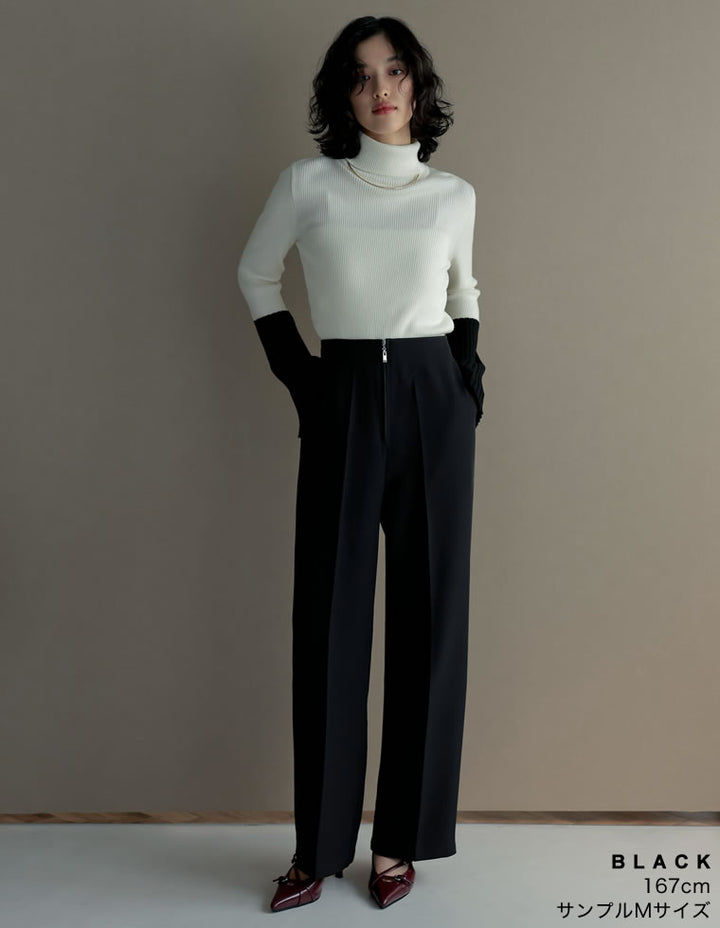 【TIME SALE 15%OFF】[低身長/高身長サイズ有][セレモニー オケージョン]カットツイルハイウエストジップパンツ パンツ 人気レディースファッション通販 リエディ