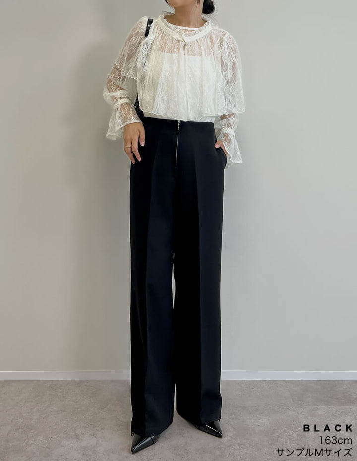 【TIME SALE 15%OFF】[低身長/高身長サイズ有][セレモニー オケージョン]カットツイルハイウエストジップパンツ パンツ 人気レディースファッション通販 リエディ