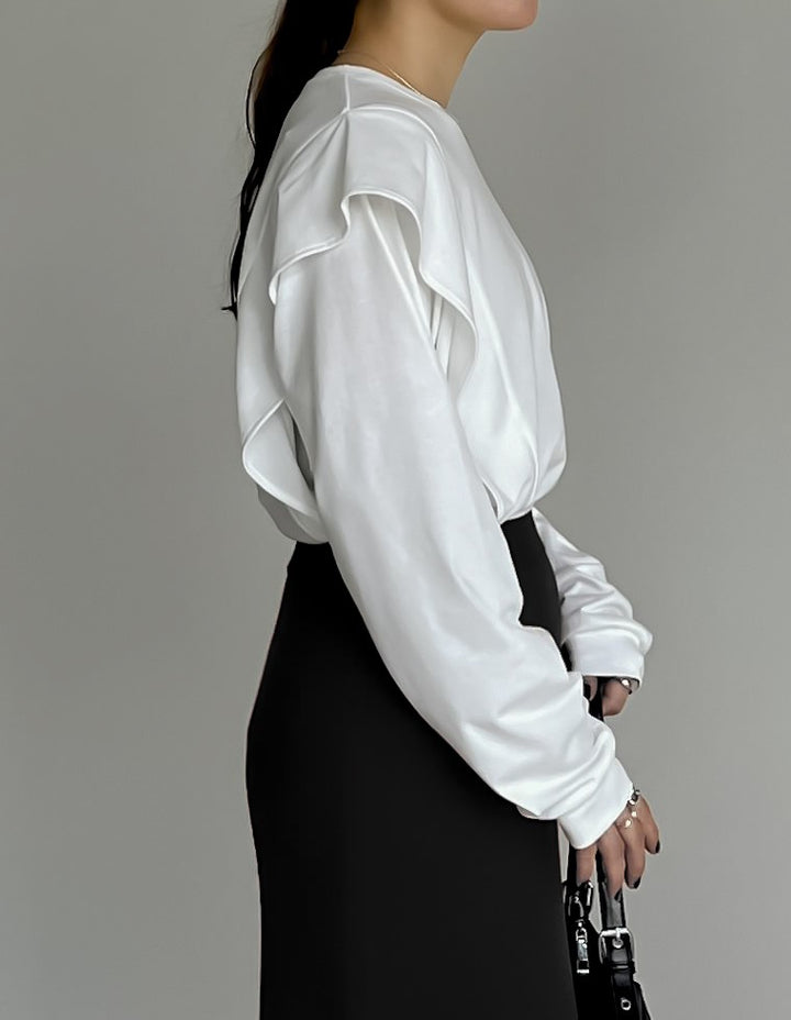 [UVカット][接触冷感]ラッフルショルダーロングスリーブＴシャツ[mb] トップス 人気レディースファッション通販 リエディ