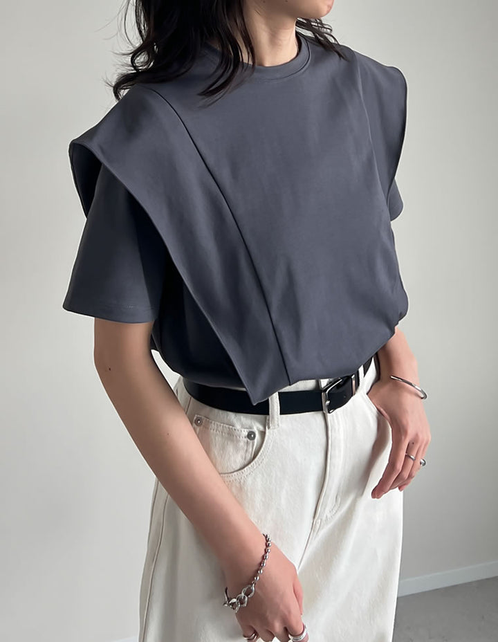 【限定TIME SALE 5%OFF ¥2,998⇒¥2,848】[UVカット][紫外線対策][二の腕カバー]天竺ラッフルショルダーＴシャツ[mb] トップス 人気レディースファッション通販 リエディ