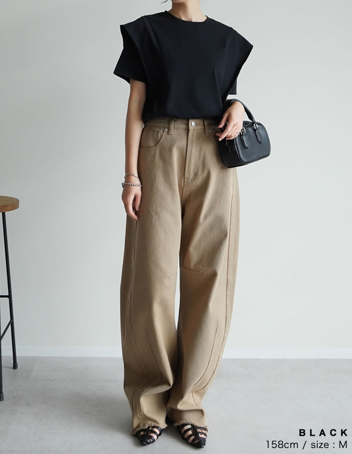 【TIME SALE 25%OFF ¥2,998⇒¥2,248】[夏の体型カバーに◎][接触冷感][UVカット][紫外線対策][二の腕カバー]天竺ラッフルショルダーＴシャツ[mb] トップス 人気レディースファッション通販 リエディ