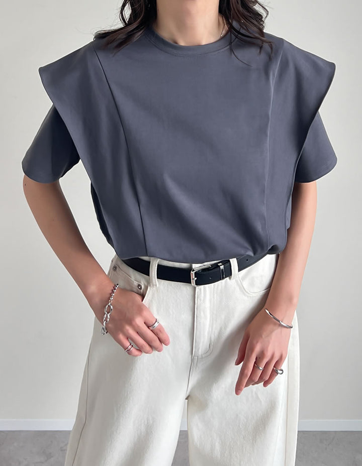 【限定TIME SALE 5%OFF ¥2,998⇒¥2,848】[UVカット][紫外線対策][二の腕カバー]天竺ラッフルショルダーＴシャツ[mb] トップス 人気レディースファッション通販 リエディ
