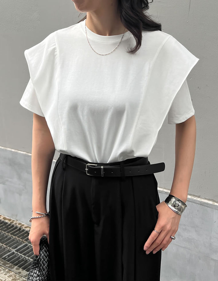 【限定TIME SALE 5%OFF ¥2,998⇒¥2,848】[UVカット][紫外線対策][二の腕カバー]天竺ラッフルショルダーＴシャツ[mb] トップス 人気レディースファッション通販 リエディ