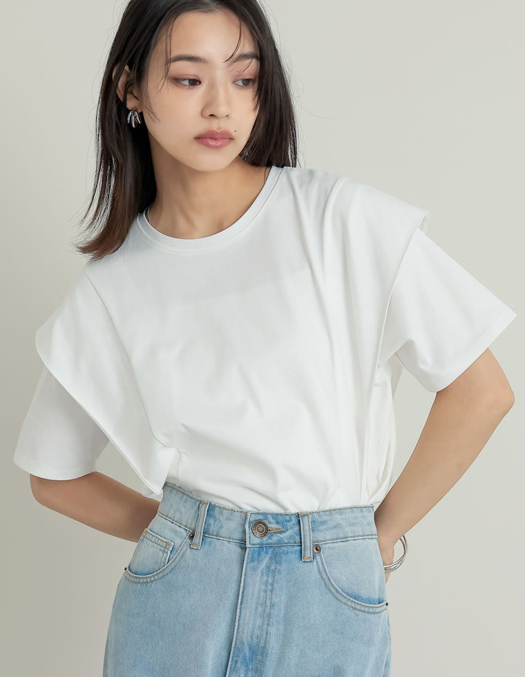天竺ラッフルショルダーTシャツ - トップス通販 | 人気レディース