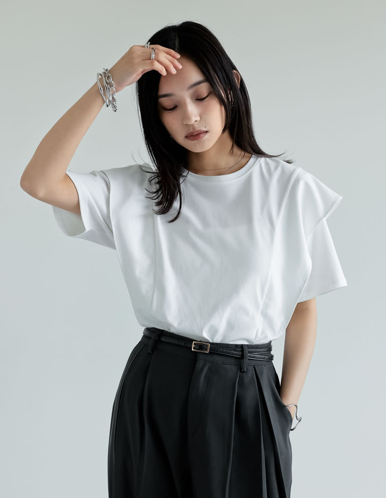 天竺ラッフルショルダーTシャツ - トップス通販 | 人気レディース