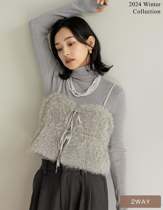 [2024-25 WINTER COLLECTION]前後2WAYフェザーボアバルーンビスチェ