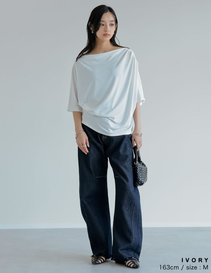 【TIME SALE 50%OFF ¥2,998⇒¥1,499】2WAYカットワンショルドレープトップス[mb] トップス 人気レディースファッション通販 リエディ