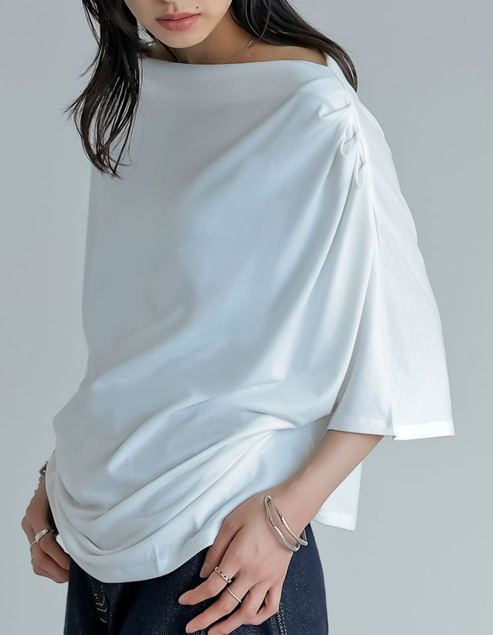 【TIME SALE 50%OFF ¥2,998⇒¥1,499】2WAYカットワンショルドレープトップス[mb] トップス 人気レディースファッション通販 リエディ