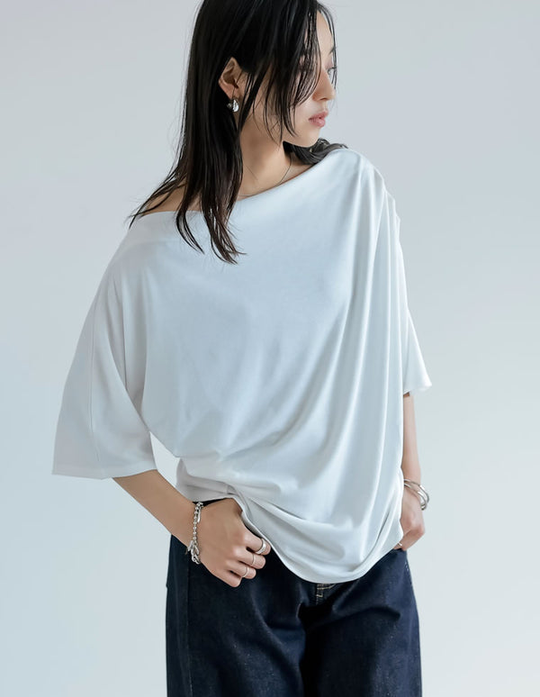 《今だけ！2BUY15%OFFクーポンで ¥2,398⇒¥2,038》【SUMMER TIMESALE 20%OFF】2WAYカットワンショルドレープトップス[mb]