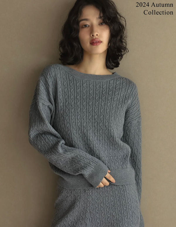 【期間限定！TIMESALE 20%OFF ¥3,998⇒¥3,198】[2024 AUTUMN COLLECTION]配色or無地クルーネックケーブルニットトップス