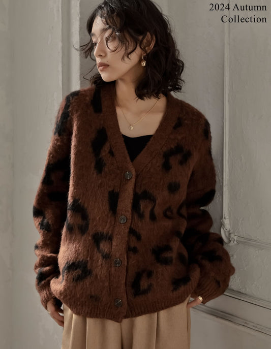選べるレオパードorチェック柄起毛ニットカーディガン トップス 人気レディースファッション通販 リエディ