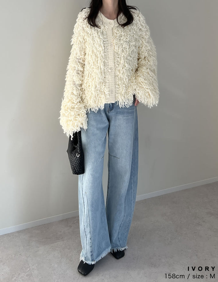 【TIME SALE 20%OFF】ボリュームスリーブループフリンジニットカーディガン トップス 人気レディースファッション通販 リエディ