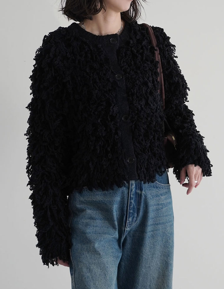 【TIME SALE 20%OFF】ボリュームスリーブループフリンジニットカーディガン トップス 人気レディースファッション通販 リエディ