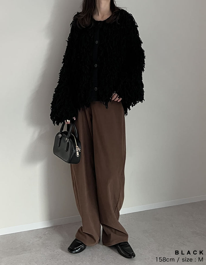 【TIME SALE 20%OFF】ボリュームスリーブループフリンジニットカーディガン トップス 人気レディースファッション通販 リエディ