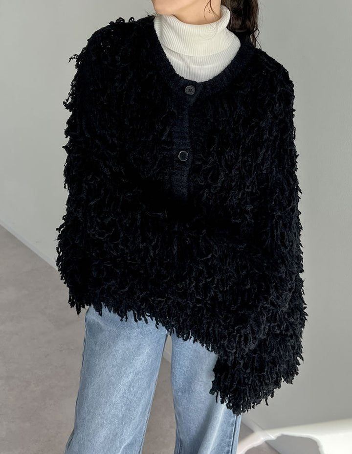 【TIME SALE 20%OFF】ボリュームスリーブループフリンジニットカーディガン トップス 人気レディースファッション通販 リエディ