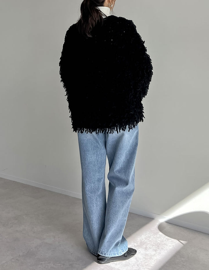 【TIME SALE 20%OFF】ボリュームスリーブループフリンジニットカーディガン トップス 人気レディースファッション通販 リエディ