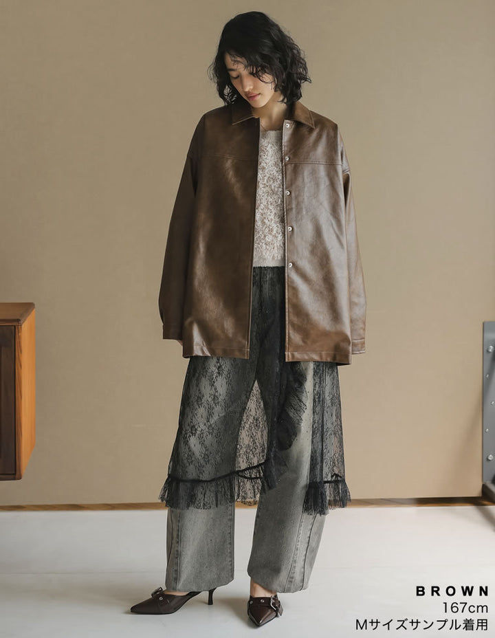 【アウターフェア！ポイント10%還元】【TIME SALE 10%OFF】ミドル丈フェイクレザージャケット ジャケット/アウター 人気レディースファッション通販 リエディ