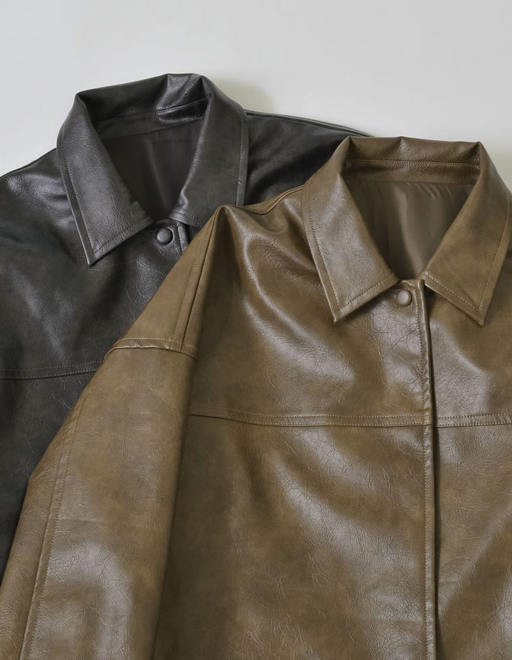 【アウターフェア！ポイント10%還元】【TIME SALE 10%OFF】ミドル丈フェイクレザージャケット ジャケット/アウター 人気レディースファッション通販 リエディ